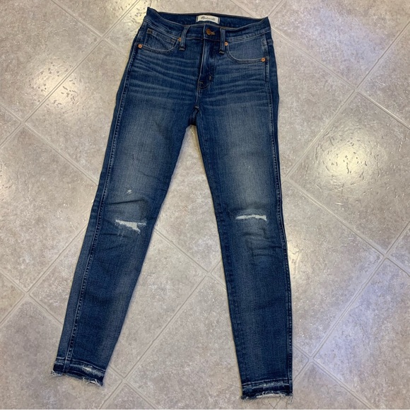 Madewell 9” High-Rise Skinny Blue Jeans with Raw Ankle - Picture 1 of 16